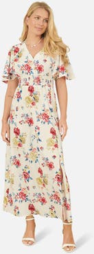 Yumi Ruched Waist V-Neck Midi Dress