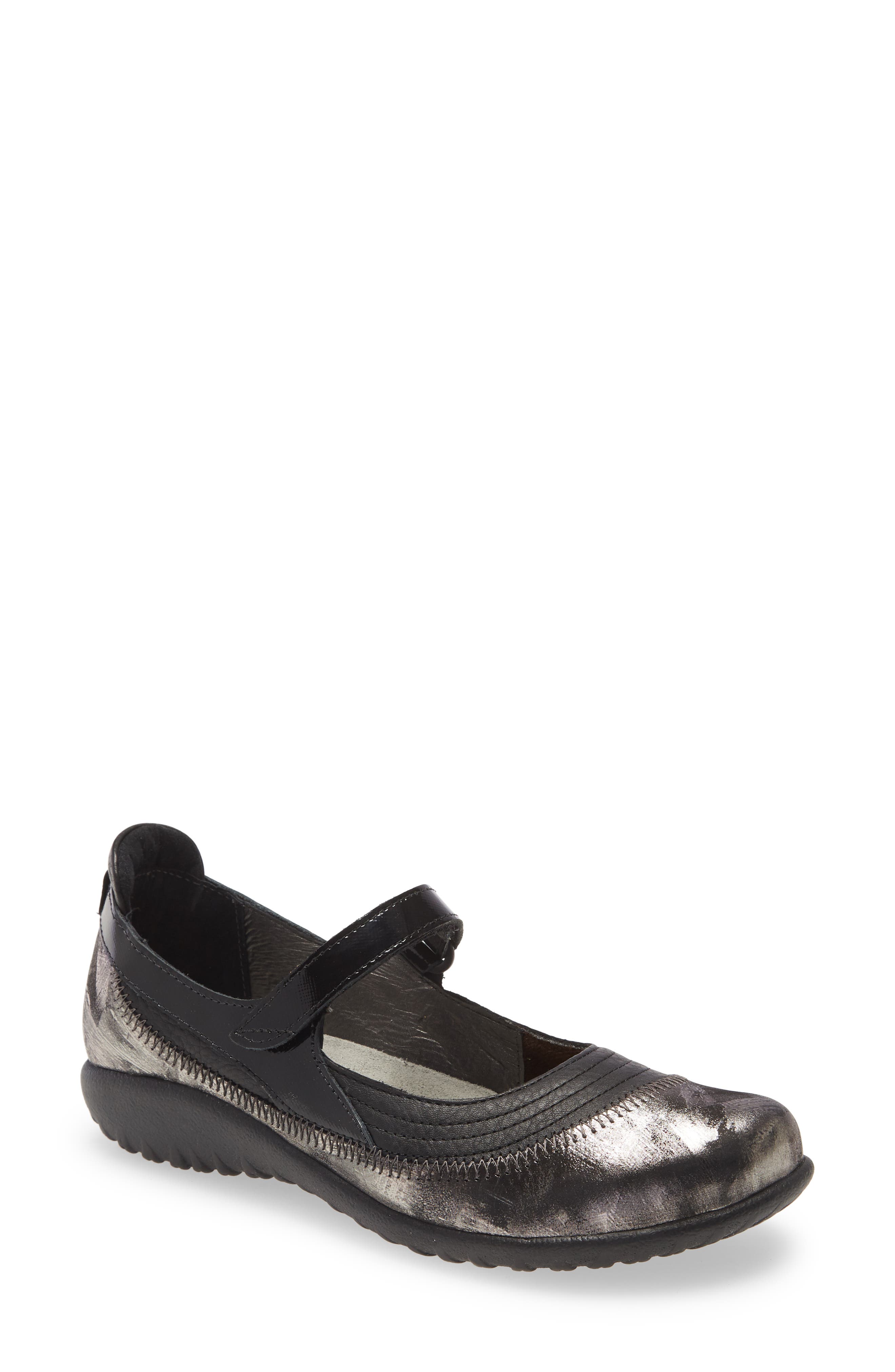 Naot Kire Mary Jane Flat, Main, color, Soft Black/ Metallic Onyx