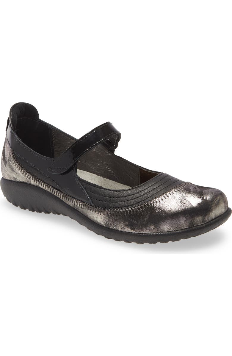 Naot Kire Mary Jane Flat, Main, color, Soft Black/ Metallic Onyx