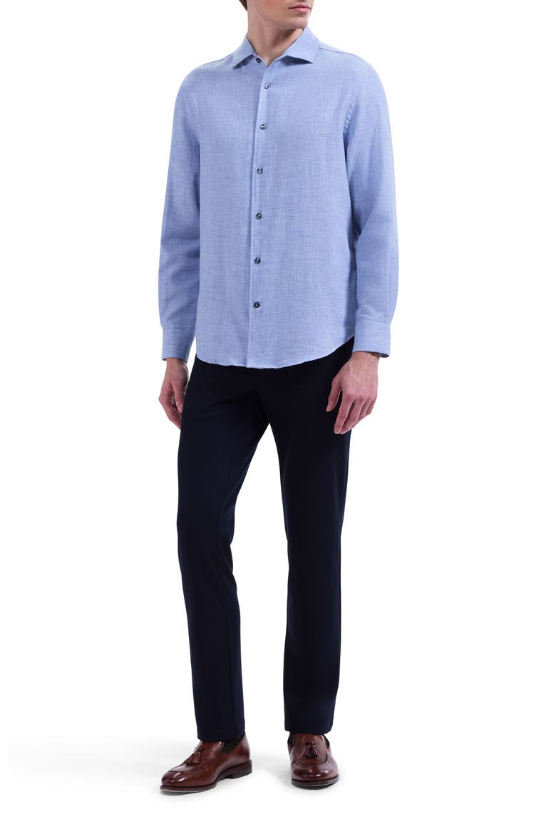 Alvin Shaped Fit Long Sleeve Cotton & Wool Shirt, Alternate, color, AIR BLUE
