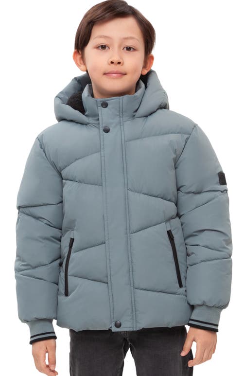 Rokka&rolla Kids' Cozy Grid Puffer Jacket In Gray