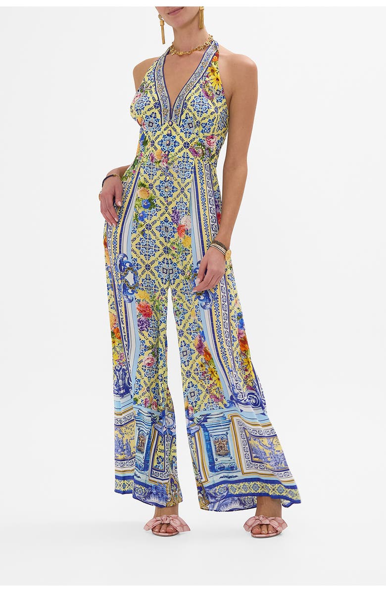 Camilla Halterneck Jumpsuit With Tie Neck Wall To Wall Wonders, Main, color, 