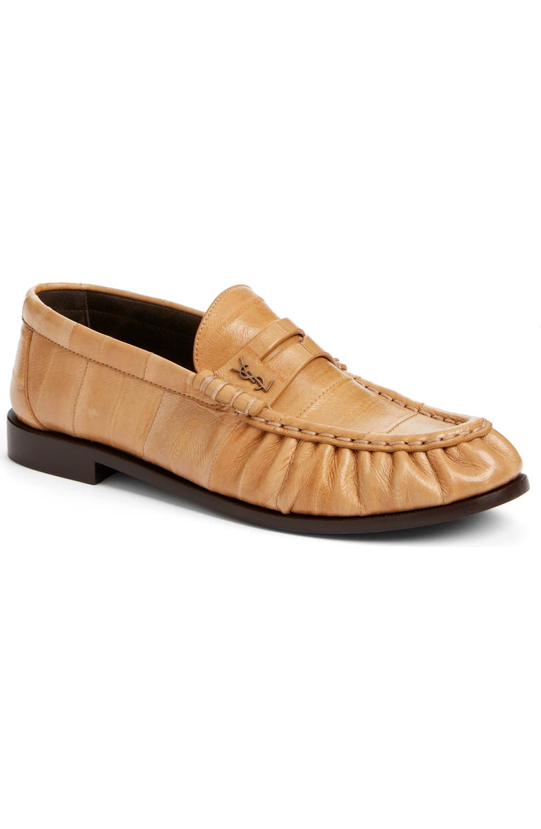 Saint Laurent Eelskin Embossed Loafer, Main, color, Soft Beige