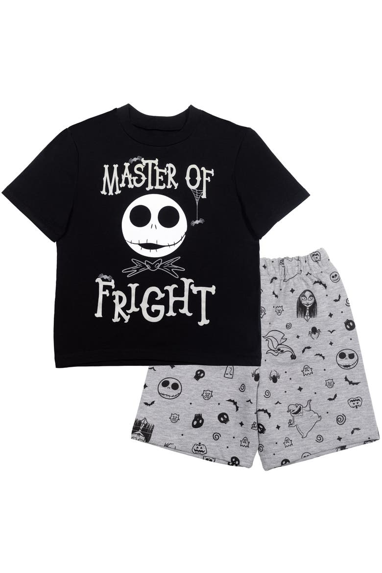 Nightmare Before Christmas Halloween 2-Piece T-Shirt and Shorts Set, Main, color, Black Grey Jack