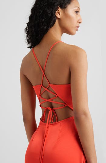 Tie Back Satin Gown