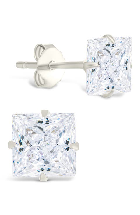 Princess Cut Cubic Zirconia Stud Earrings