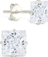 Sterling Forever Princess Cut Cubic Zirconia Stud Earrings