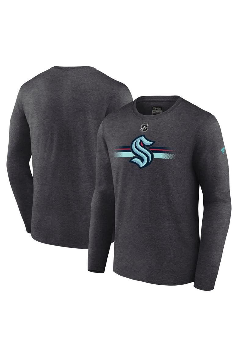 Men's Fanatics  Heather Charcoal Seattle Kraken Authentic Pro Secondary Long Sleeve T-Shirt, Alternate, color, Heather Charcoal