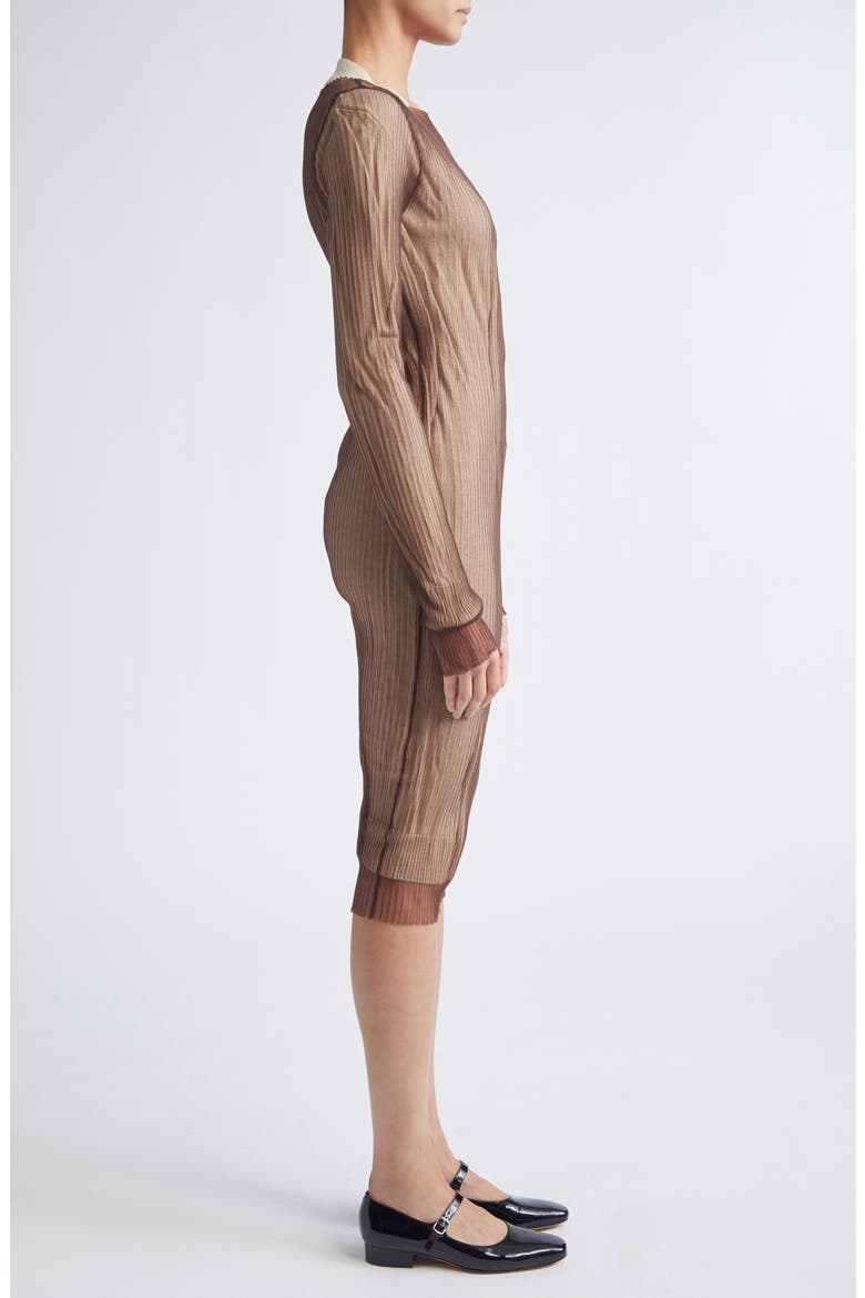 Sheer Overlay Sweater Dress, Alternate, color, BEIGE-BROWN