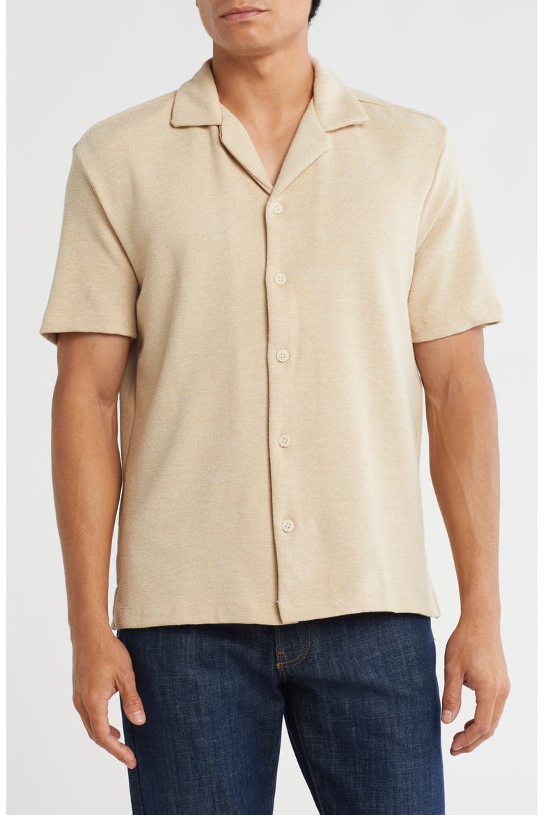 Textured Camp Shirt, Main, color, SAND