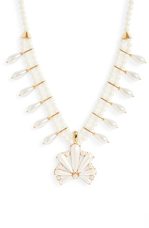 Imitation Pearl Statement Necklace