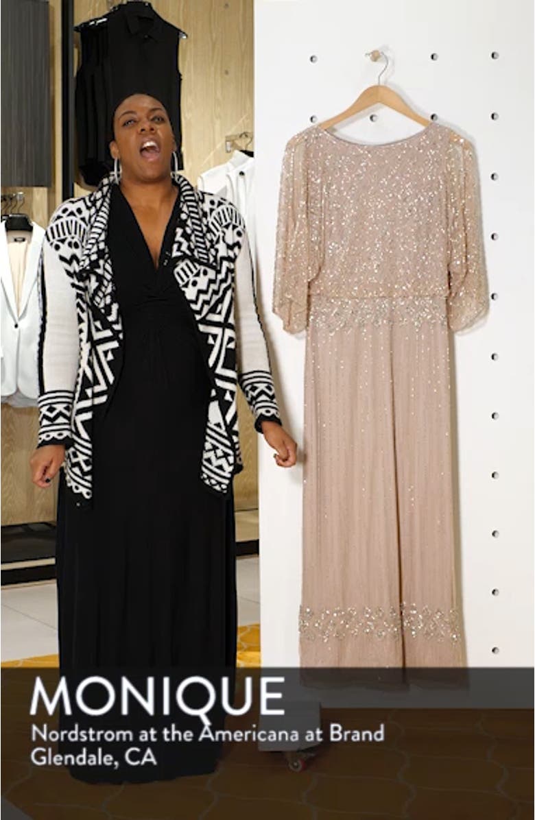 Diamond Motif Mesh Blouson Gown, sales video thumbnail