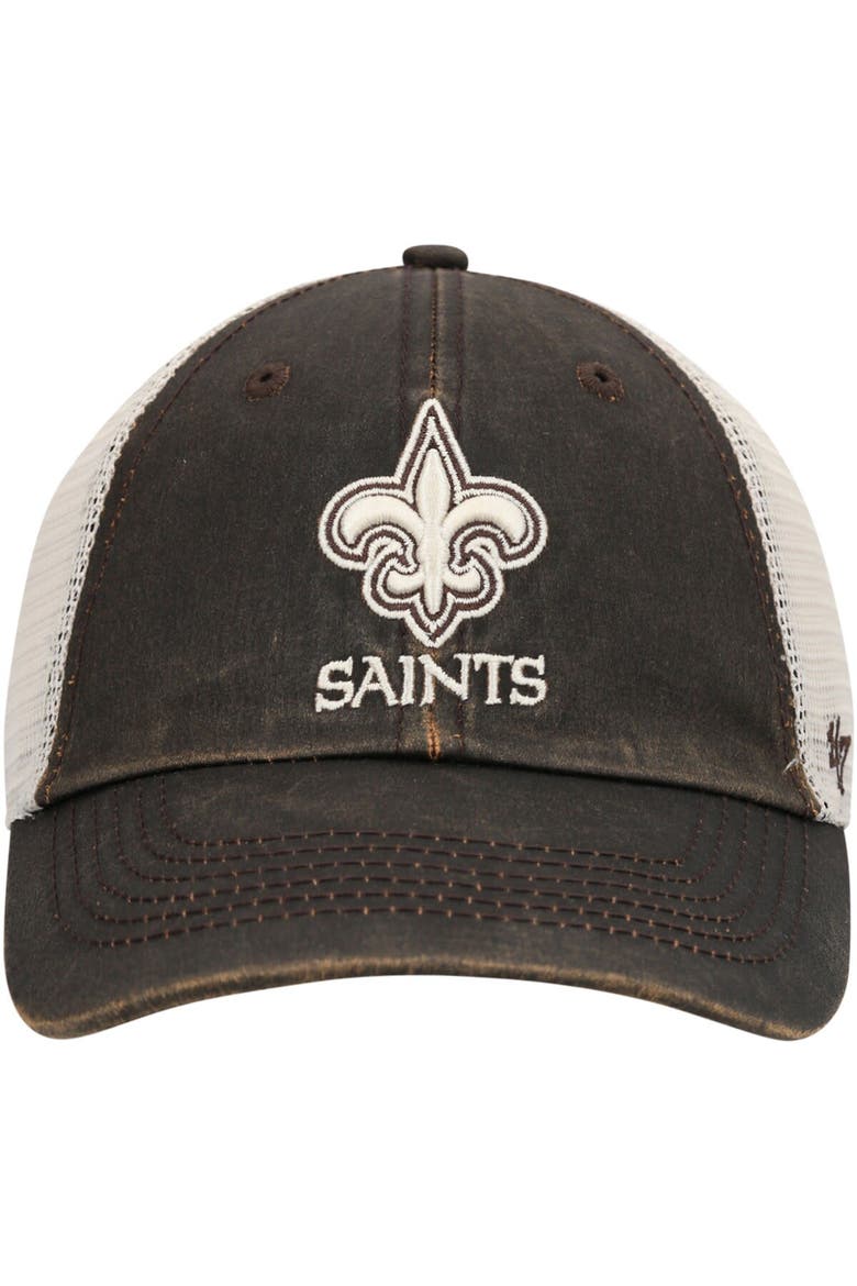 Men's '47 Brown/Natural Pittsburgh Steelers Oil Cloth Trucker Clean Up Adjustable Hat, Alternate, color, Brown