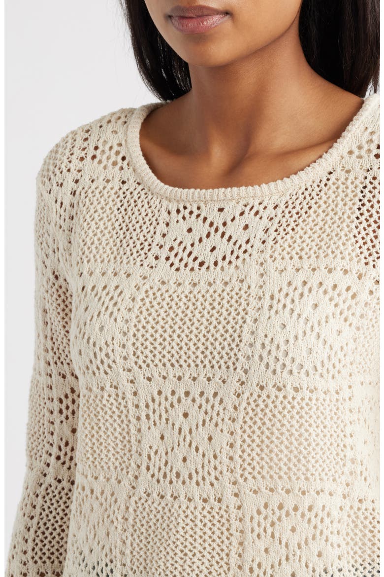 Tiara Crochet Look Sweater, Alternate, color, EGG SHELL
