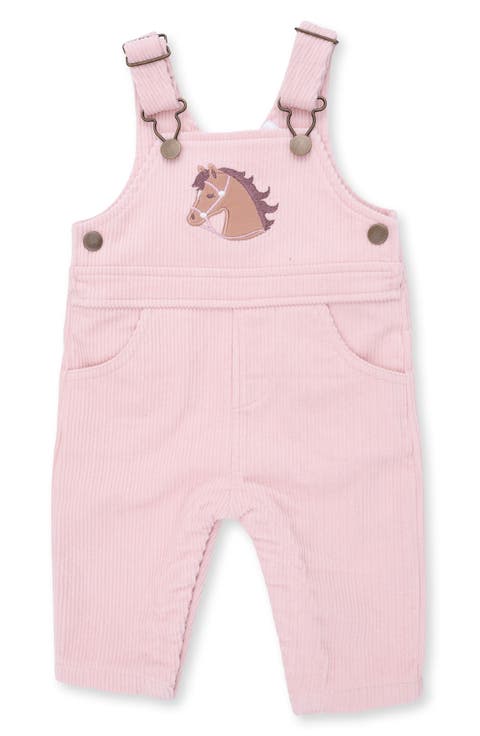 Kids' Horse Embroidered Corduroy Overalls