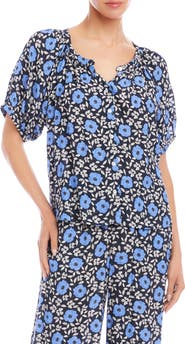 Karen Kane Floral Button-Up Peasant Top