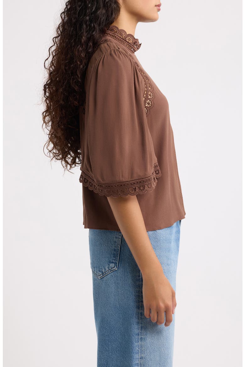 Fiona Lace Trim Mock Neck Top, Alternate, color, PARTRIDGE