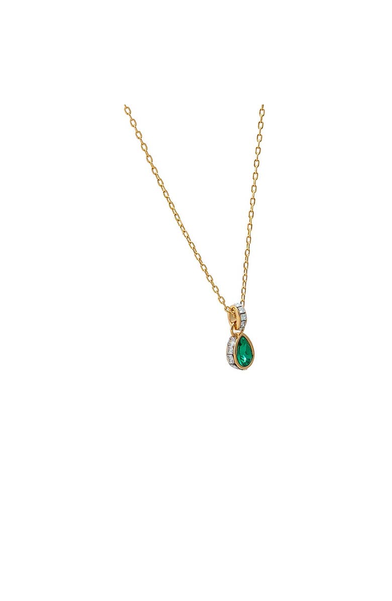 BY ADINA EDEN Green Pear X Baguette Pendant Necklace, Alternate, color, Emerald Green
