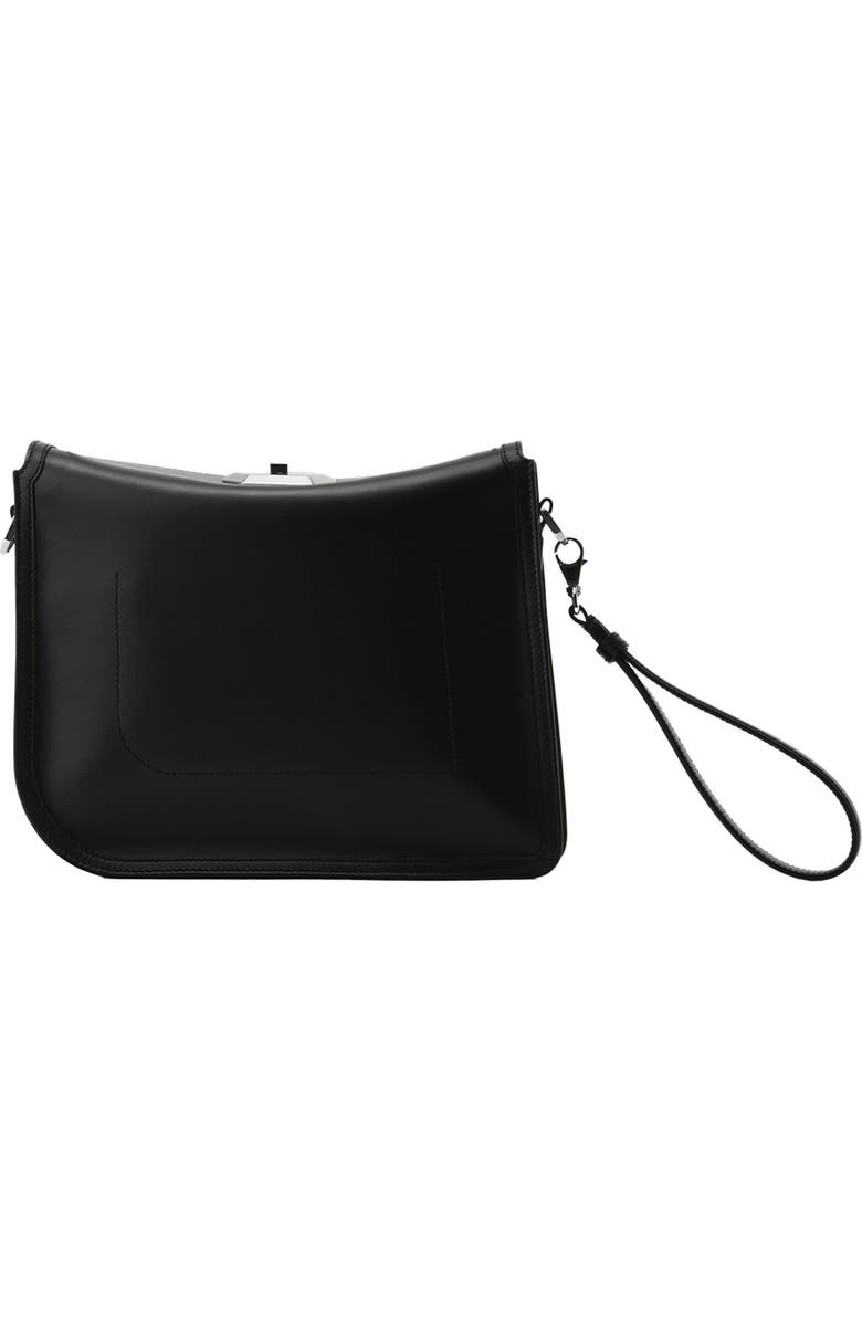 Lanvin Compagnon Asymmetrical Leather Clutch Bag, Alternate, color, Black