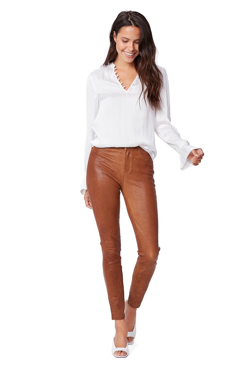PAIGE Hoxton High Waist Skinny Leather Pants, Alternate, color, 