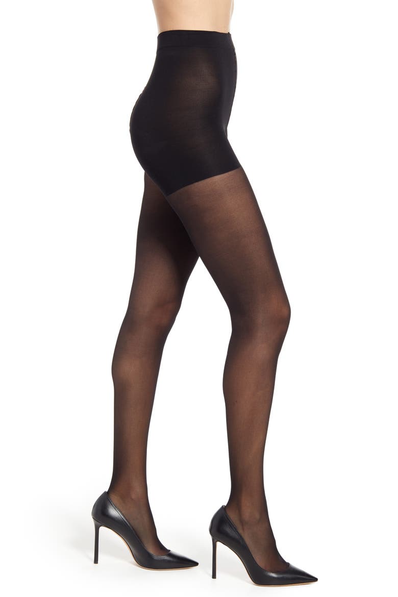 Moa Control Top Semi Opaque Tights, Main, color, BLACK