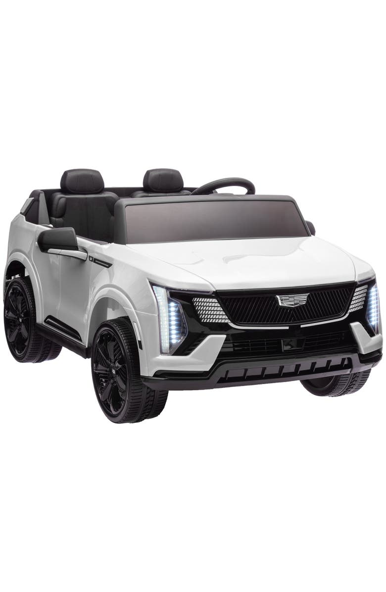 Qaba 2-Seat Licensed Cadillac Escalade Kids Electric Truck, 12V, Remote, 4 Spring Suspension Wheels, Lights, Horn, Main, color, White