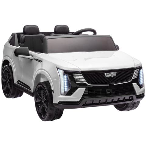 2-Seat Licensed Cadillac Escalade Kids Electric Truck, 12V, Remote, 4 Spring Suspension Wheels, Lights, Horn