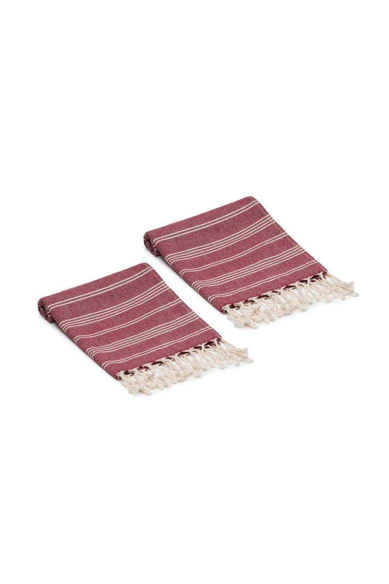 Essential Stripe Turkish Cotton Bath and Hand Towel - Set, Main, color, Burgundy