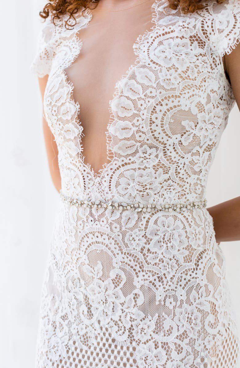 Brides & Hairpins Helia Crystal Sash, Alternate, color, Silver