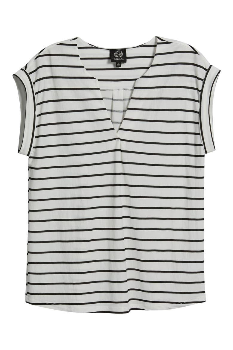 Dolman Sleeve Piqué T-Shirt, Alternate, color, IVORY/BLACK