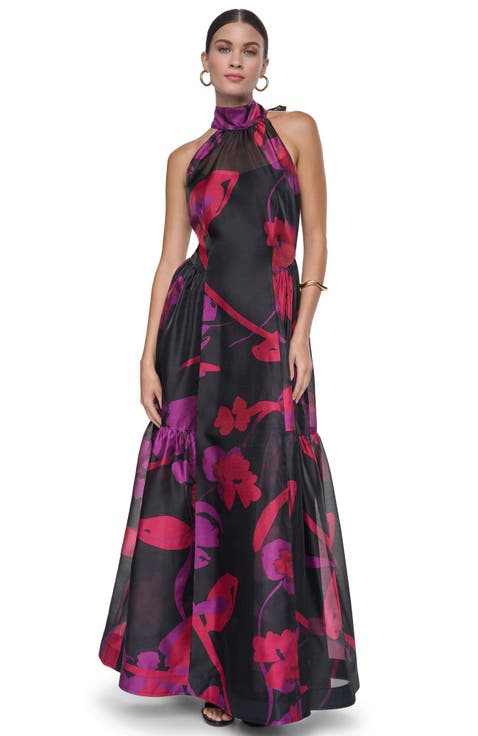 Organza Halter Maxi Dress