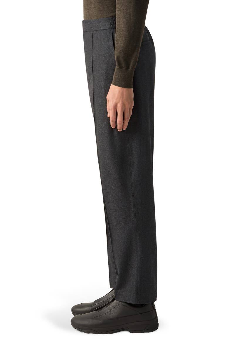 Pleated Wool, Silk & Cashmere Trousers, Alternate, color, DARK GREY