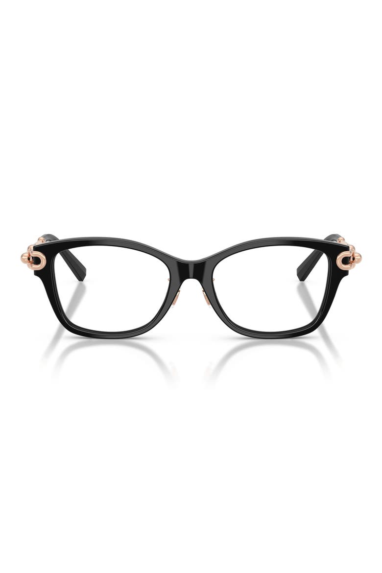 Butterfly 51mm Low Bridge Rectangular Optical Glasses, Main, color, BLACK/ DEMO LENS