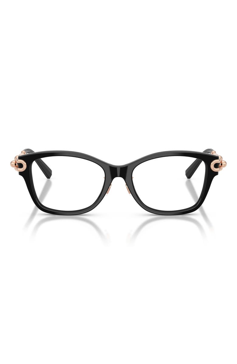 Tiffany & Co. Butterfly 51mm Low Bridge Rectangular Optical Glasses, Main, color, Black/ Demo Lens