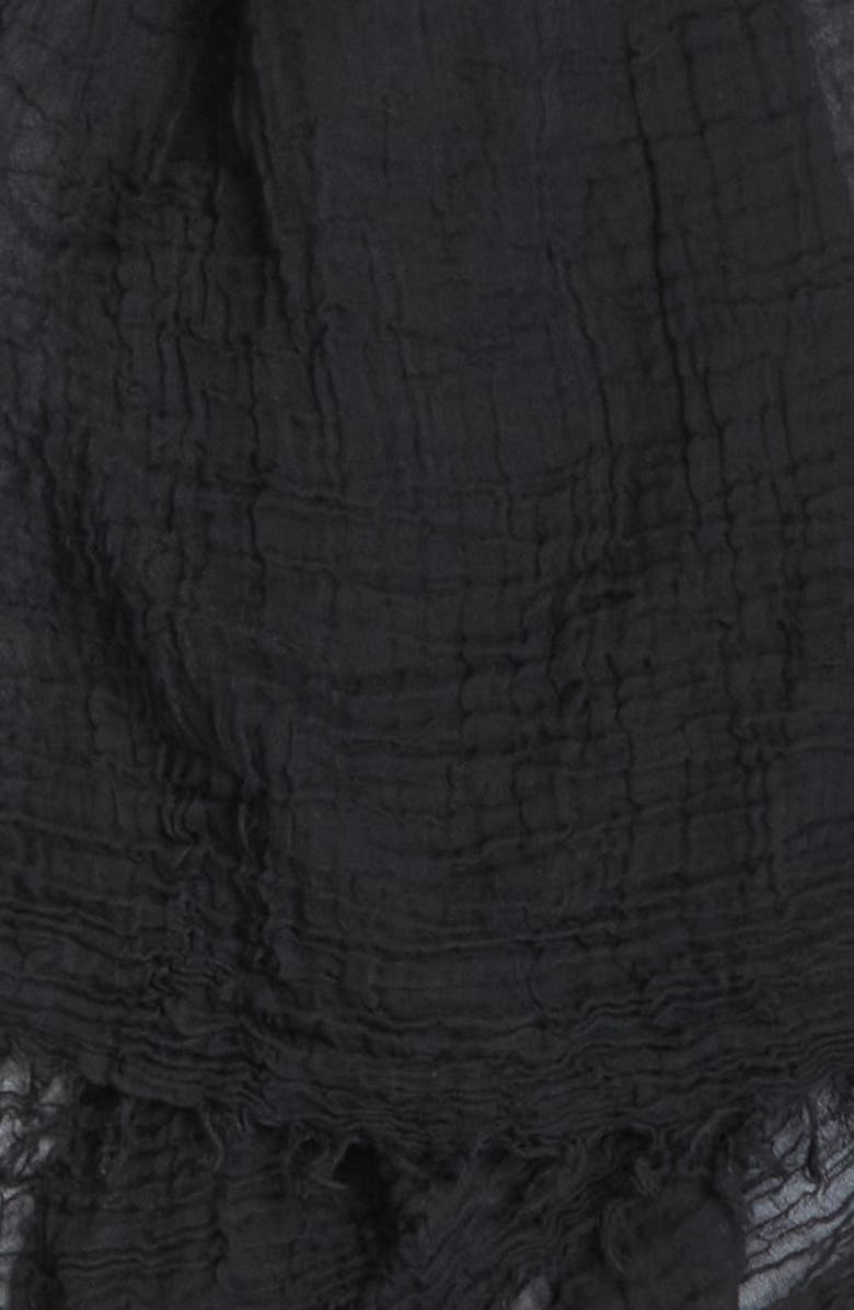 TOTEME Crinkled Gauze Scarf, Alternate, color, Black