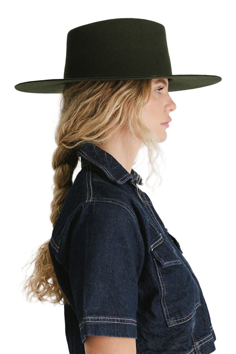Dakota Wide Brim Felt Hat, Alternate, color, Dark Green