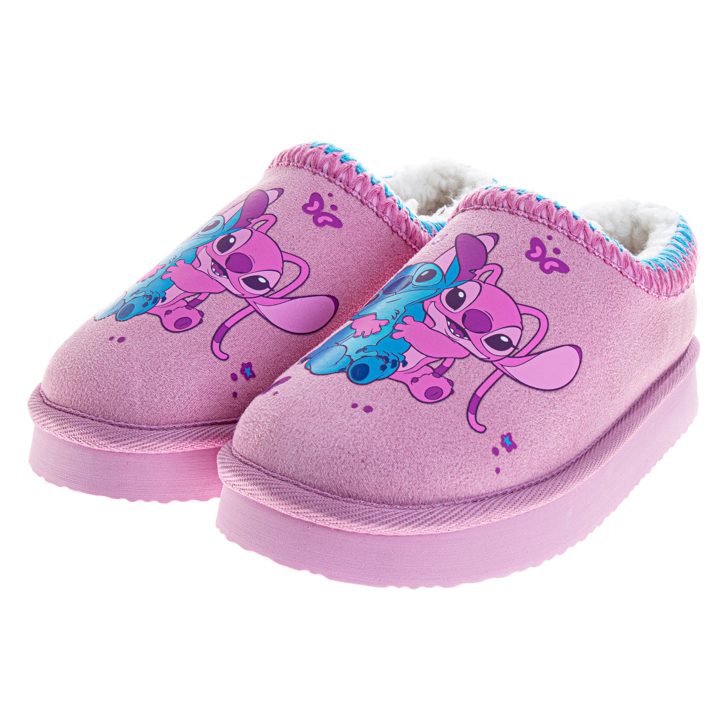 Disney Stitch & Angel Plush Lined Slippers Girls, Alternate, color, Purple