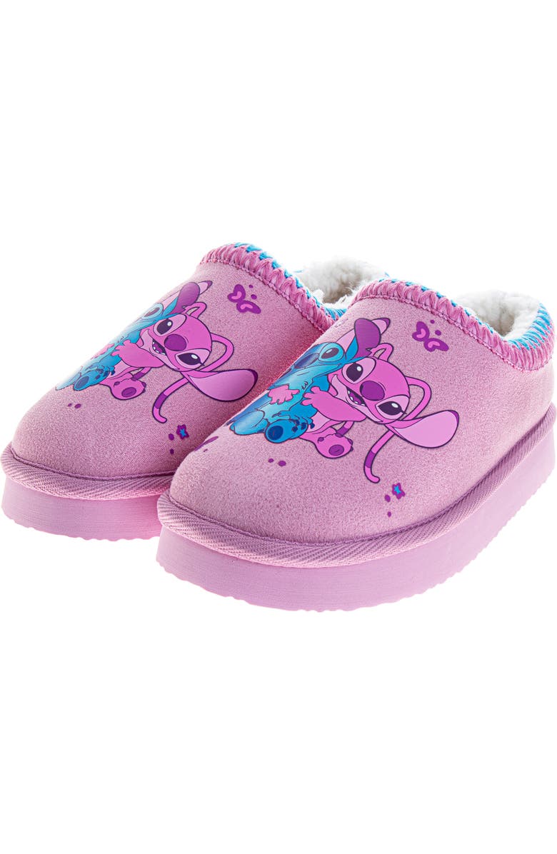 Disney Stitch & Angel Plush Lined Slippers Girls, Alternate, color, Purple