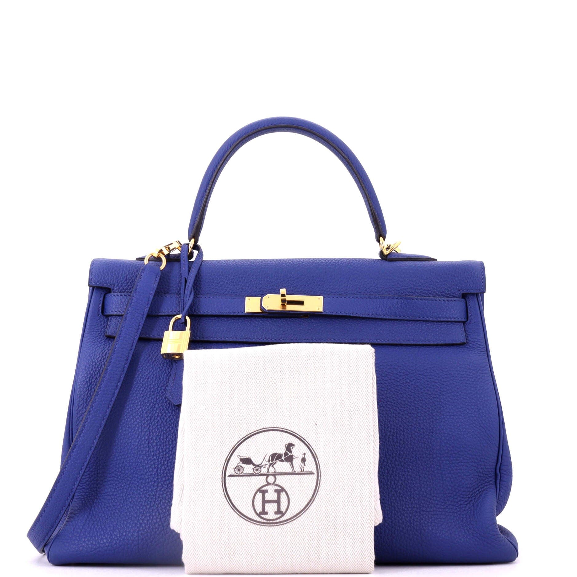 Pre-Owned Hermes Kelly Handbag Blue Togo with Gold Hardware 35, Alternate, color, Bleu Electrique