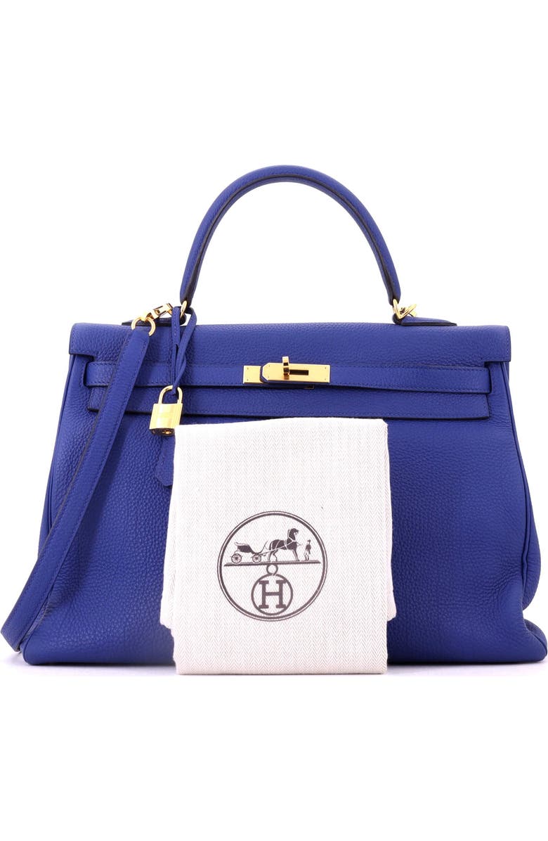 Pre-Owned Hermes Kelly Handbag Blue Togo with Gold Hardware 35, Alternate, color, Bleu Electrique