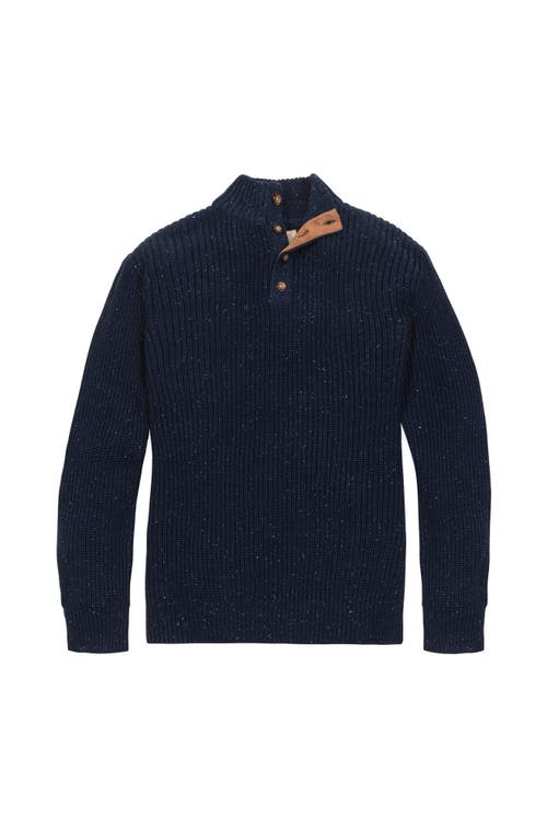 Hope & Henry Organic Mock Neck Cardigan Stitch Sweater In Blue