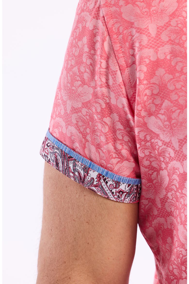 Bayveiw Short Sleeve Cotton Jacquard Button-Up Shirt, Alternate, color, CORAL