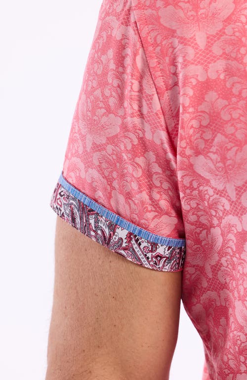Robert Graham Bayveiw Short Sleeve Cotton Jacquard Button-up Shirt In Coral