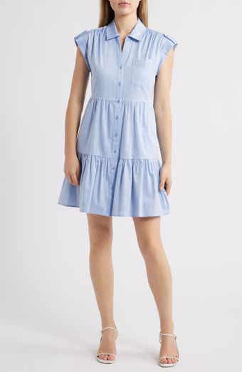Eliza J Tiered Cotton Shirtdress