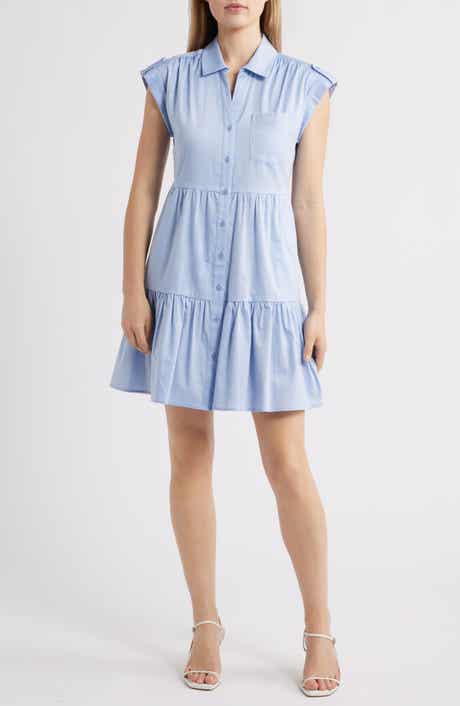 Eliza J Tiered Cotton Shirtdress
