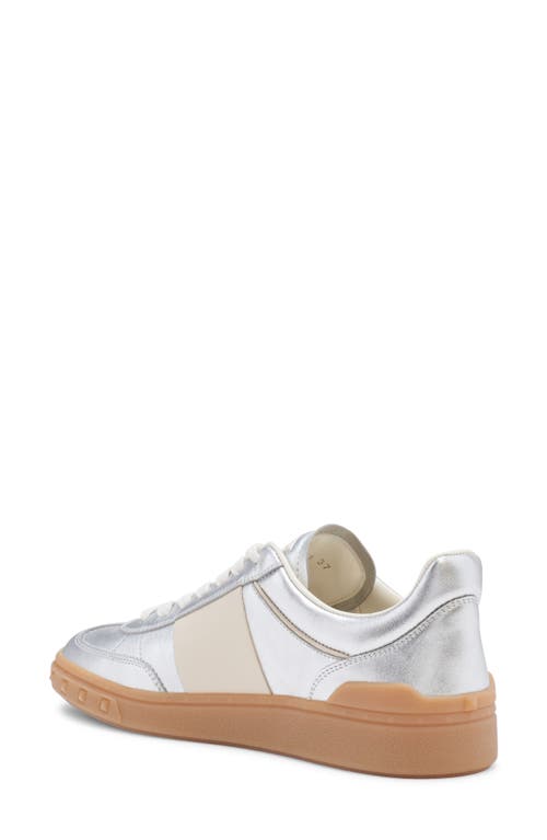 Valentino Laminated Leather Upvillage Sneakers In Silver