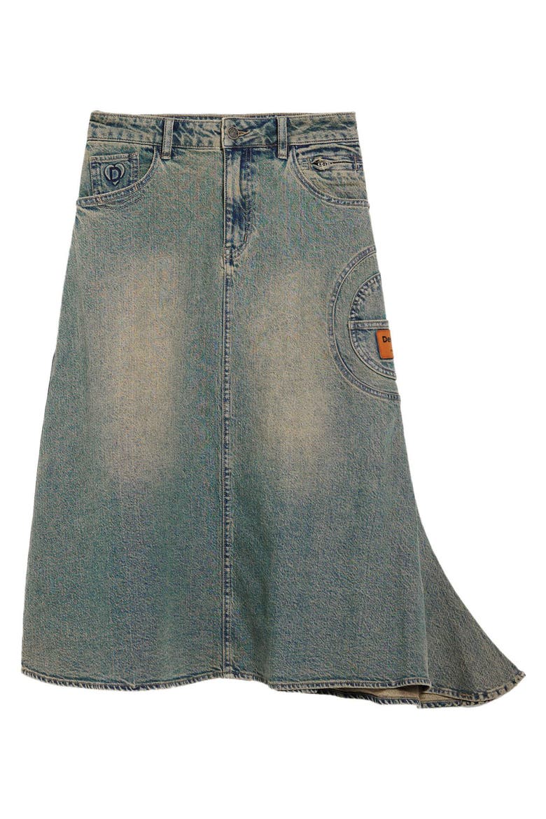 Asymmetric A-Line Denim Skirt, Alternate, color, BLUE