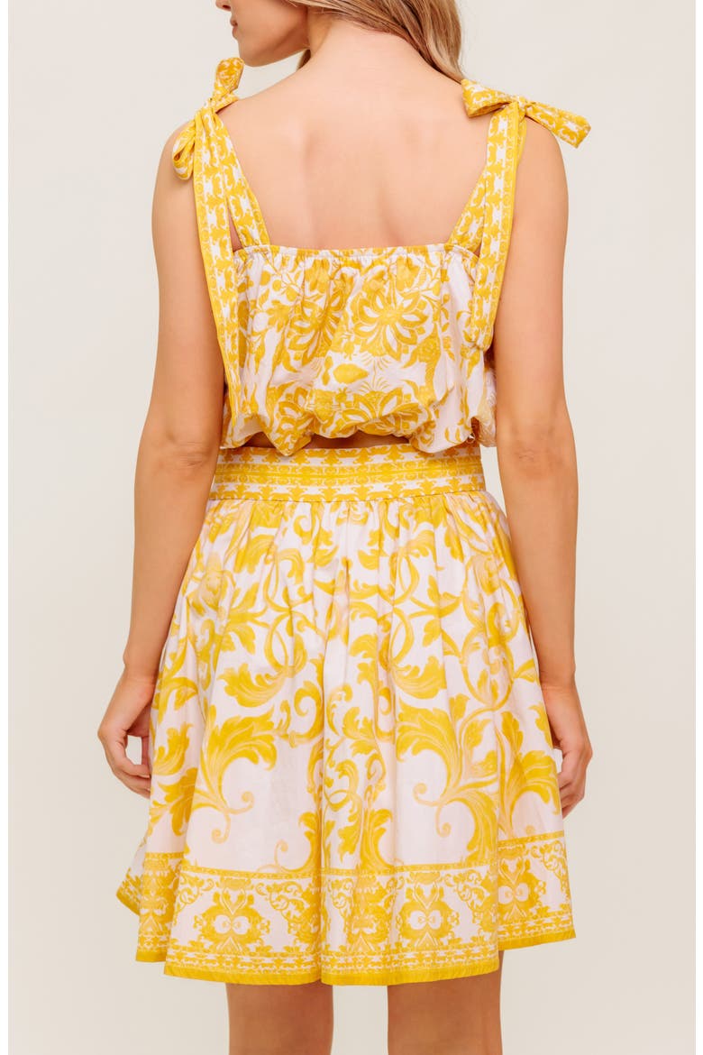 Printed Mini Skirt Set, Alternate, color, IVORY YELLOW