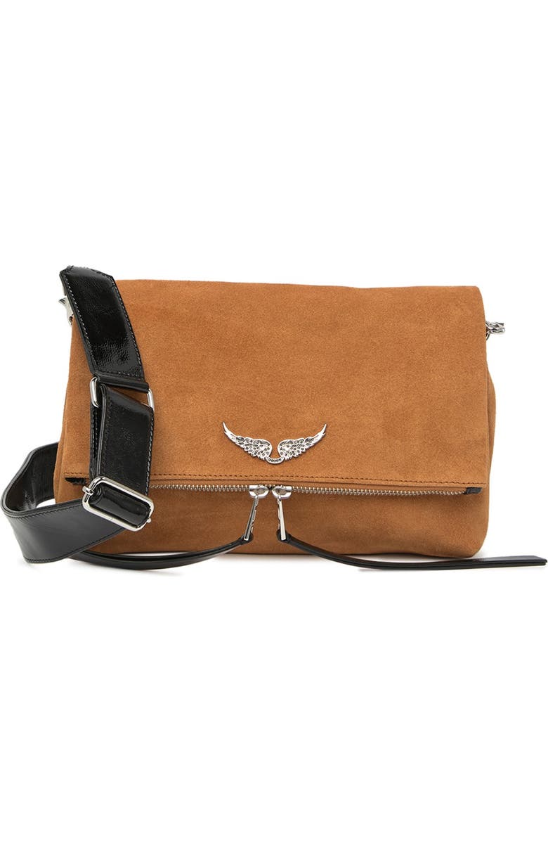Zadig & Voltaire Rocky Suede Shoulder Bag, Main, color,
