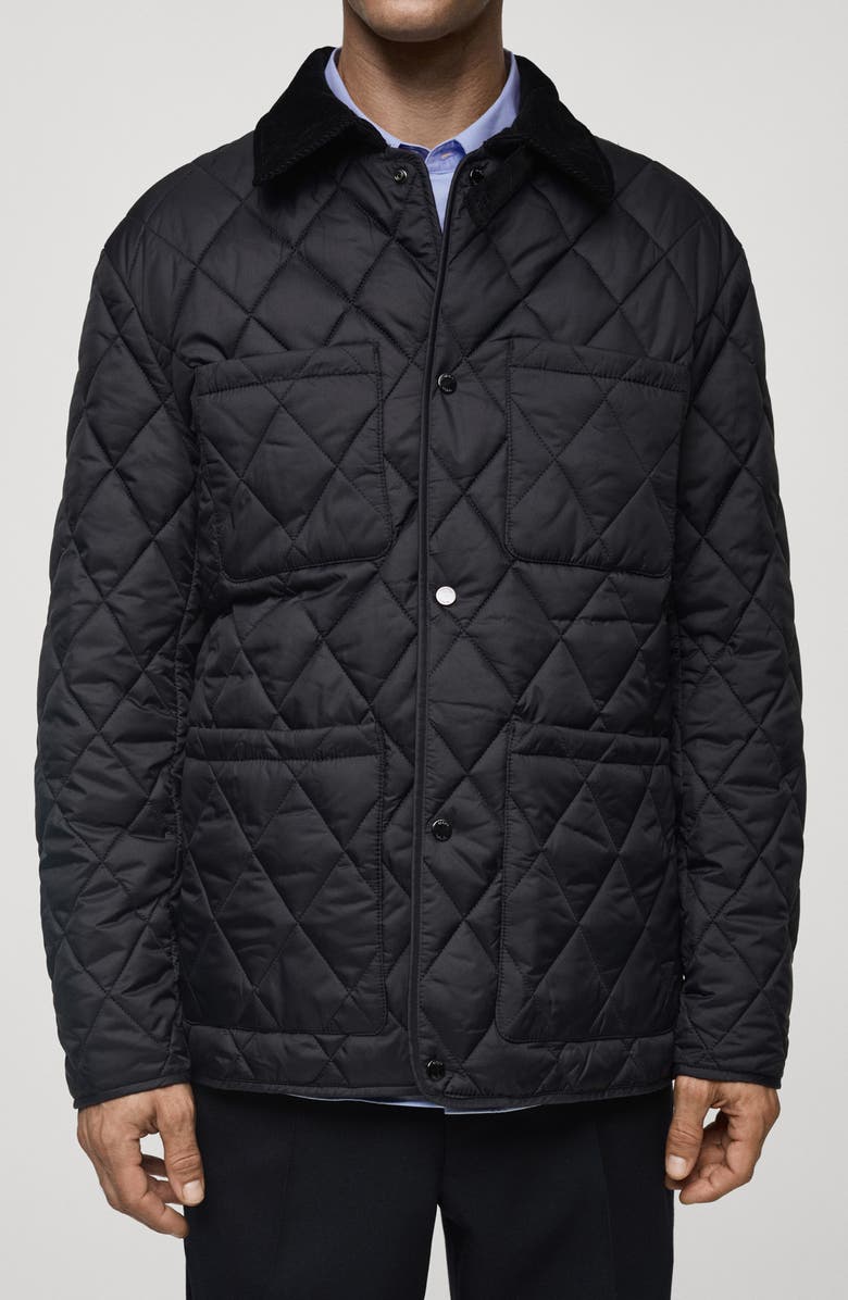 MANGO Water Repellent Quilted Jacket, Main, color, 